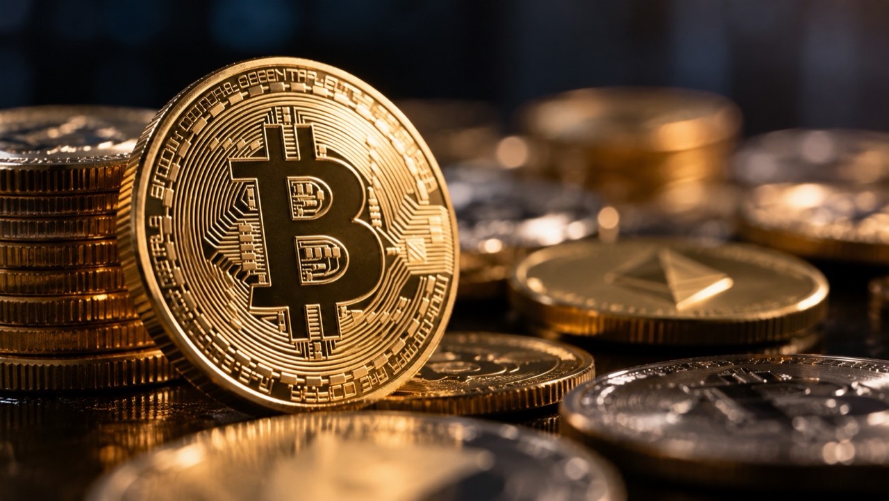 ビットコインと暗号資産を題材にしたイメージ。価格の記録ではない