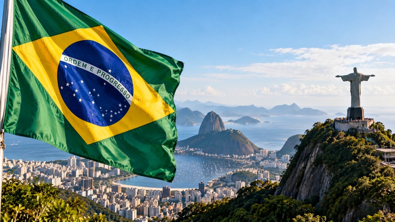 ブラジル国旗とリオデジャネイロを題材にしたイメージ