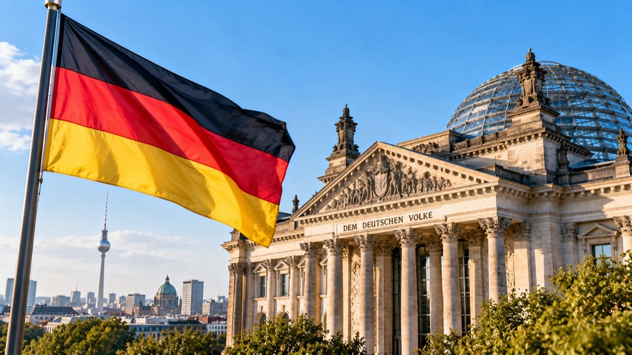 ドイツ国旗とベルリンを題材にしたイメージ