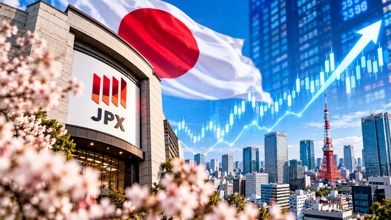 日本株と東京市場の上昇を題材にしたイメージ。図中のチャートは実際の相場ではない