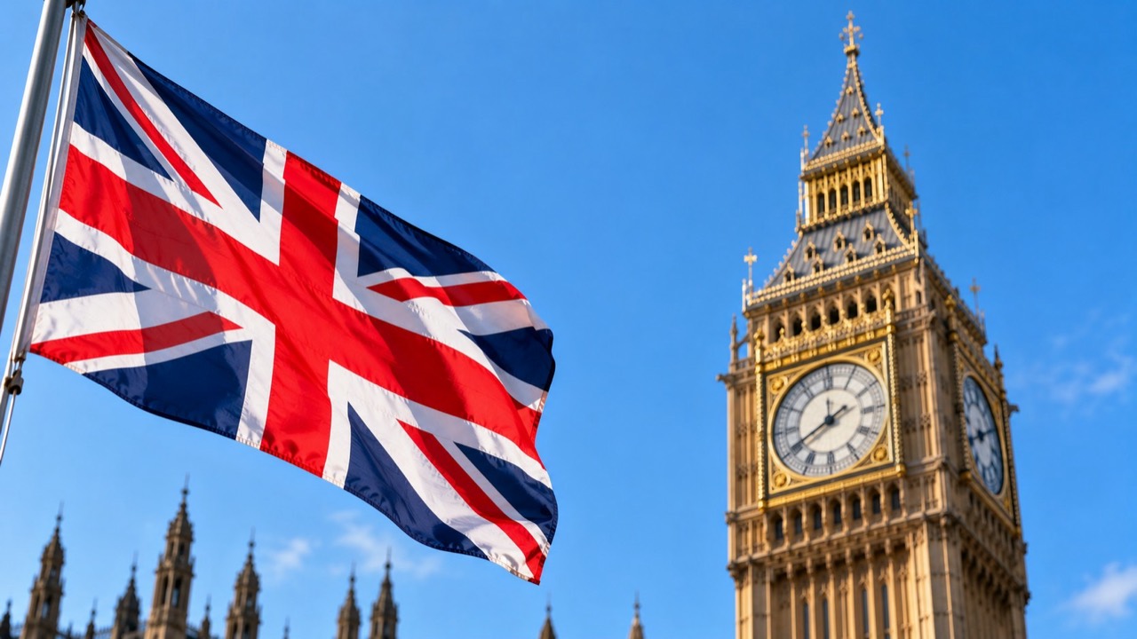 英国旗とロンドンを題材にしたイメージ