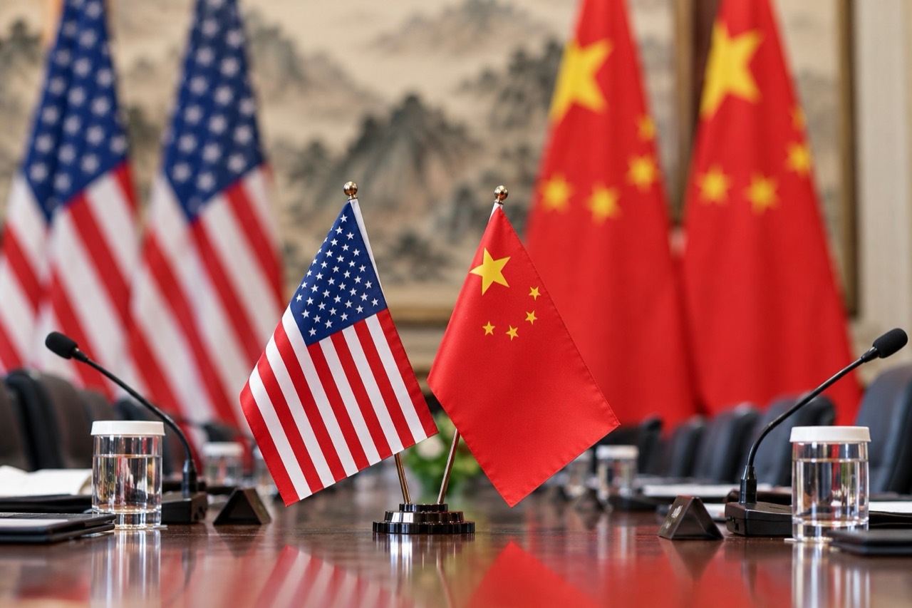 米中の協議を題材にしたイメージ。実際の会談写真ではない