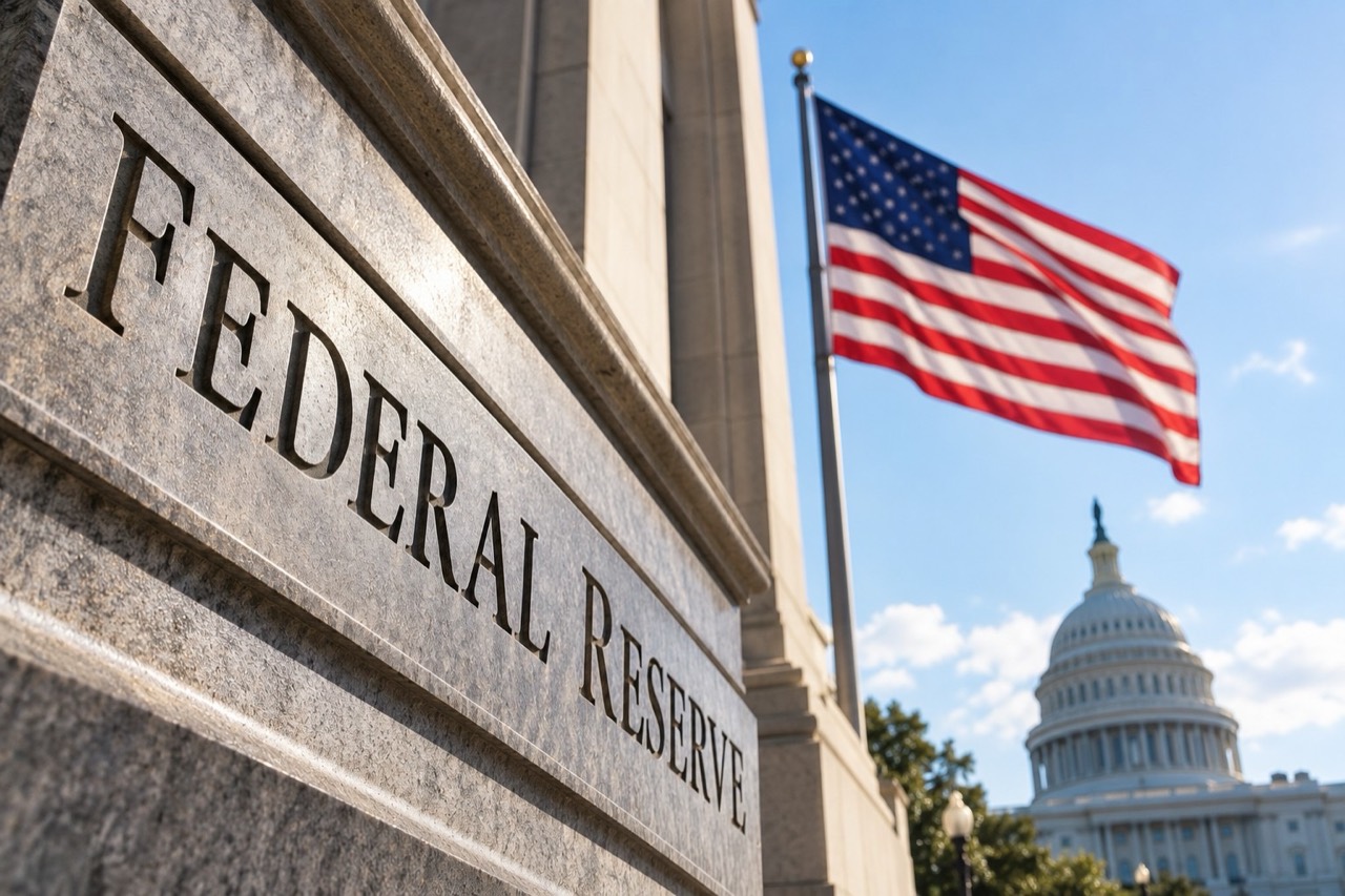 米連邦準備制度と米国の金融政策を題材にしたイメージ