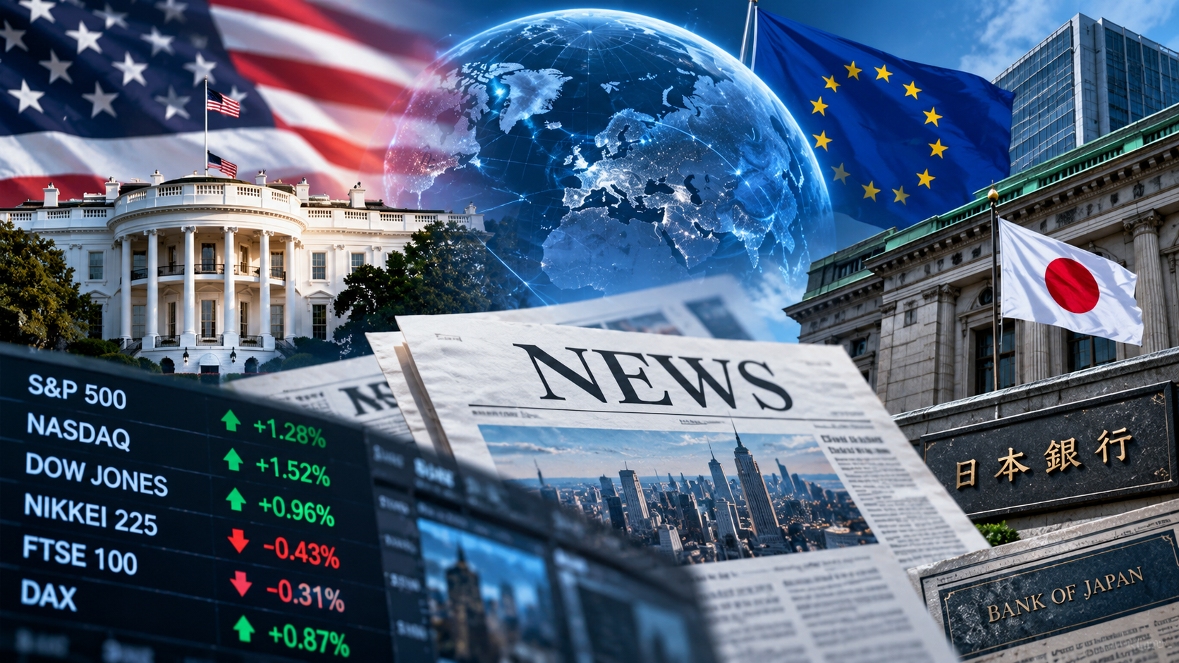 日米欧の政治・経済ニュースのイメージ